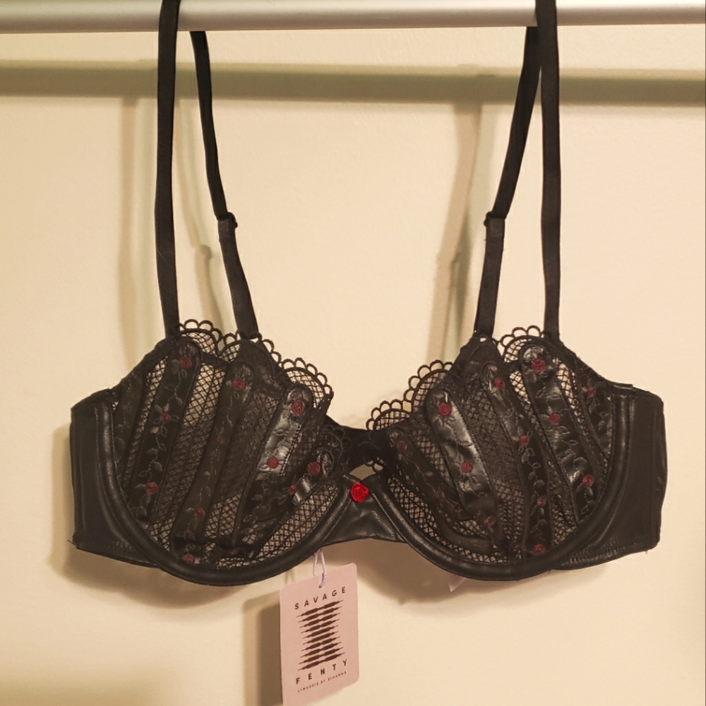 Savage x Fenty Renaissance Rose Unlined Demi Bra Black Caviar